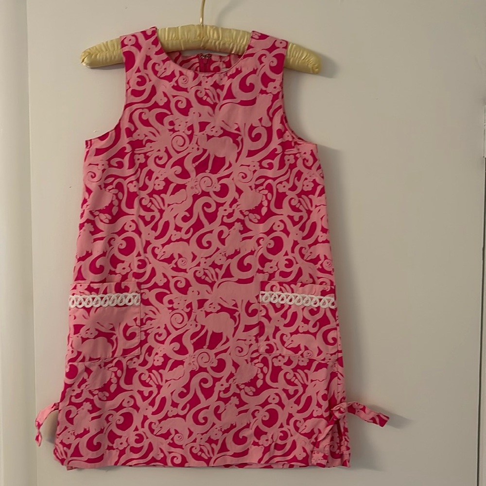 Lilly Pulitzer girls’ pink patterned shift dress size 10